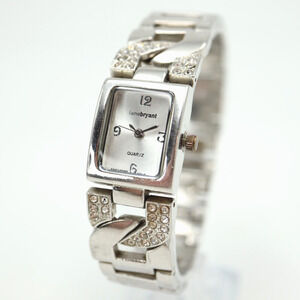 Lane Bryant Women Watch 19mm Silver Tone Jewel Chain Link Bracelet w New Battery